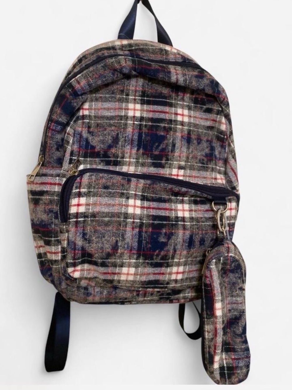 Plaid Pattern Navy/White/Red Backpack